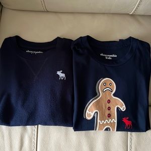 Abercrombie kids sweater and adorable gingerbread tee shirt.